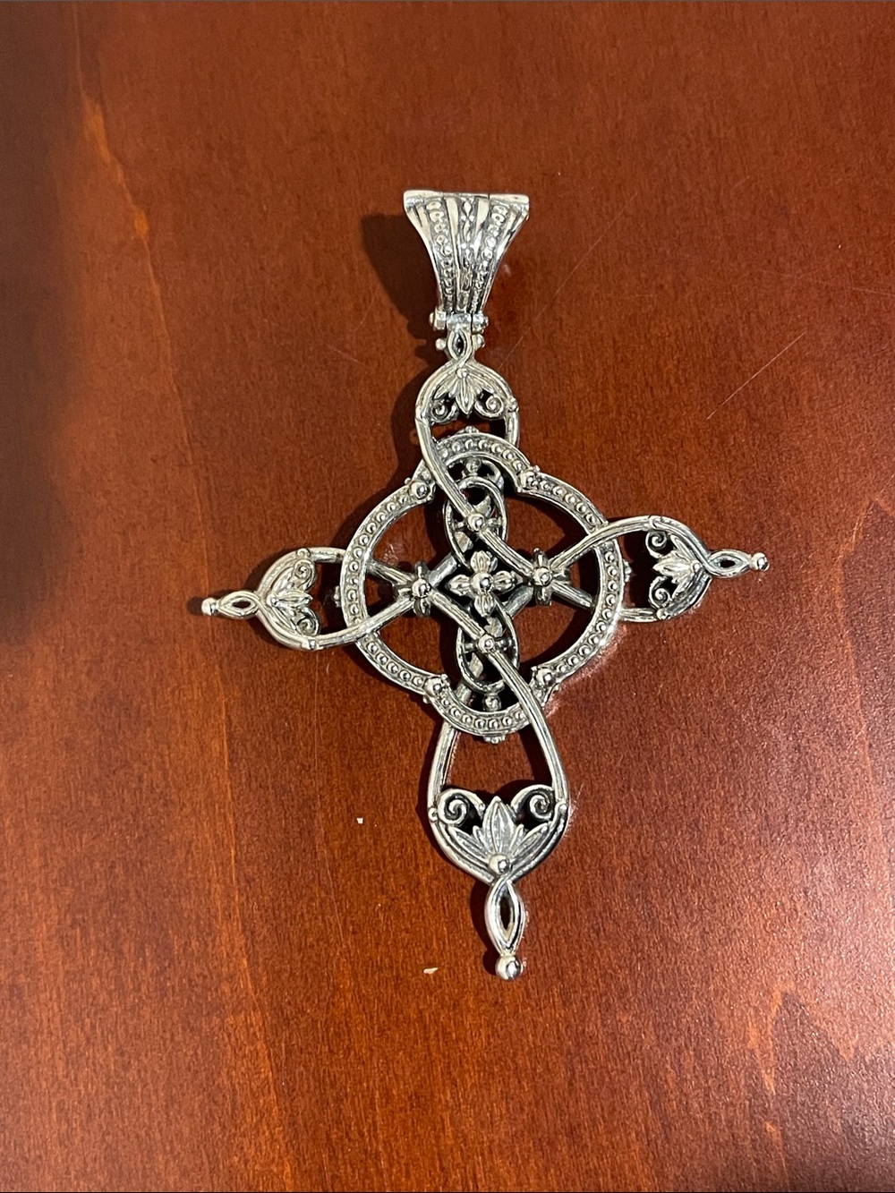 Konstantino Sterling Silver Ornate Cross Pendant/Enhancer in Original Packaging